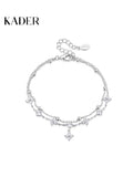 Adjustable silver and cubic zirconia bracelet